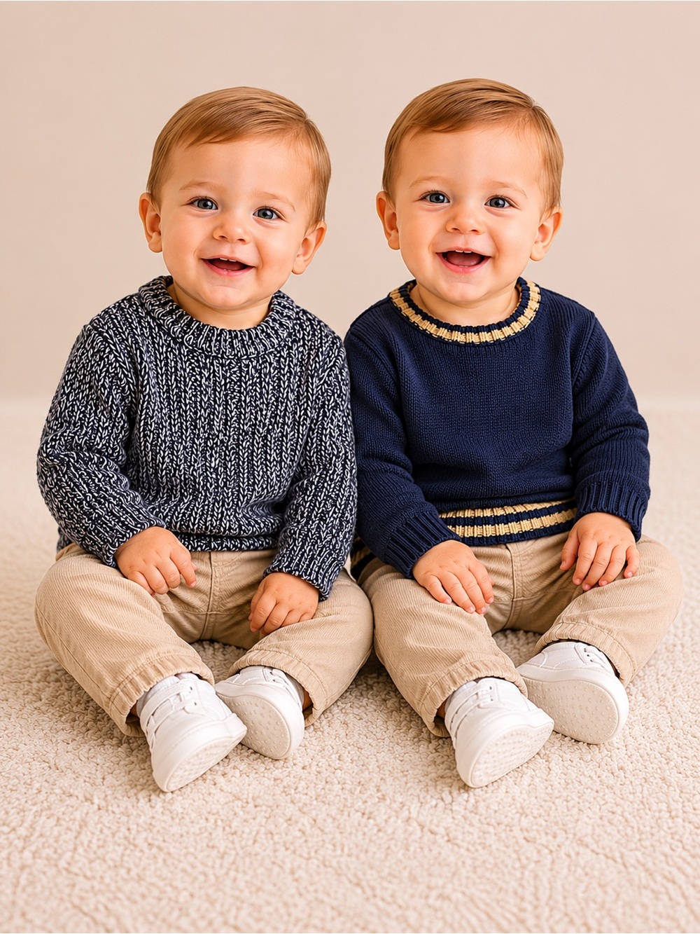 Baby Sweater Bundle | 18M Cotton Knit Blue & Gray Cozy Fall Set‎